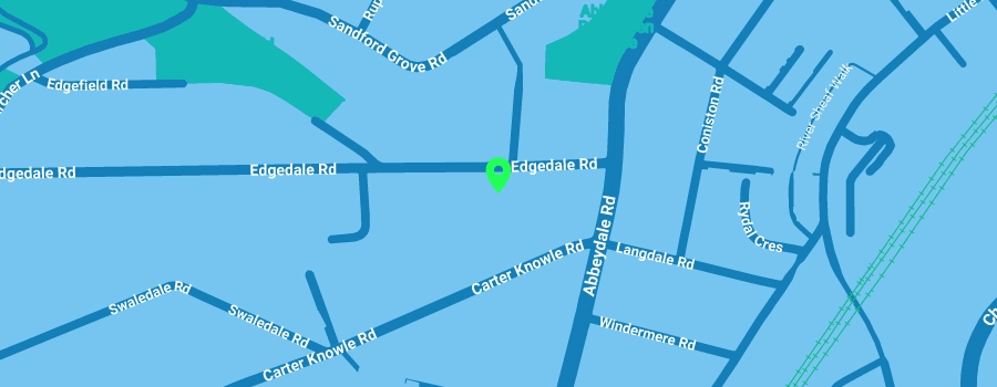 A map to Soul Fire Studios on Edgedale Road. Click for a link to Google Maps.